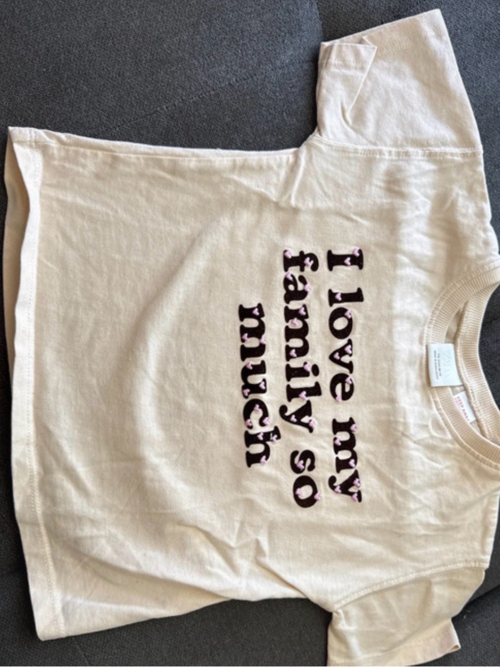 Zara Cream Kids Short Sleeve Tee mi with Purple Script